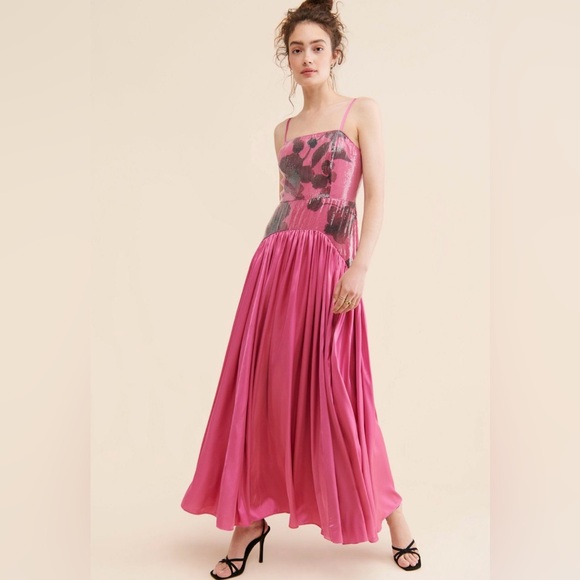 ANTHROPOLOGIE Hutch Sequin Floral Maxi Dress - Picture 2 of 14